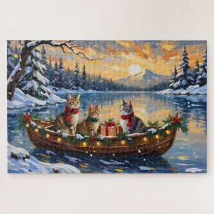 Türkische Angora-Katze Weihnachtsboot Urlaub Puzzle