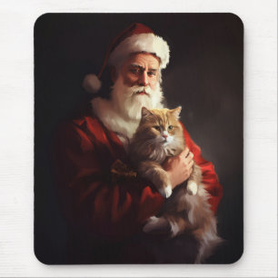 Türkische Angora-Katze Weihnachtsmann Festlich Wei Mousepad