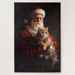 Türkische Angora-Katze Weihnachtsmann Festlich Wei Puzzle