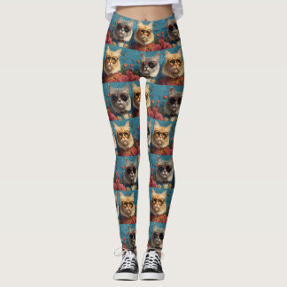 Türkische Angorakatze mit Herz-Rose Valentinstag Leggings