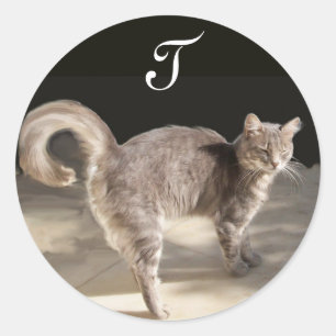 TÜRKISCHE CAT-Monogramm Runder Aufkleber