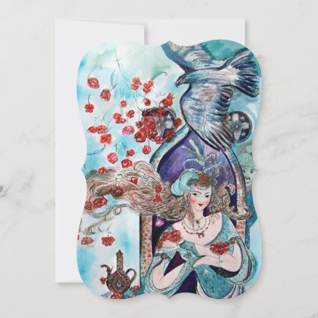 TÜRKISCHE FAIRY TALE Aquamarin Blue Gold Glitzern Einladung (Vorderseite)