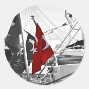 Türkische Flagge - Al Sancak Runder Aufkleber