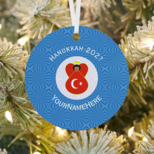 Türkische Flagge Chanukka-Engel Name Jahr Ornament Aus Metall