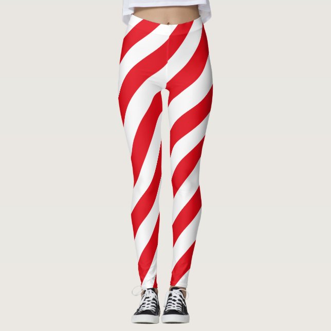 Türkische Flagge Farben diagonal gestreift Leggings (Vorderseite)