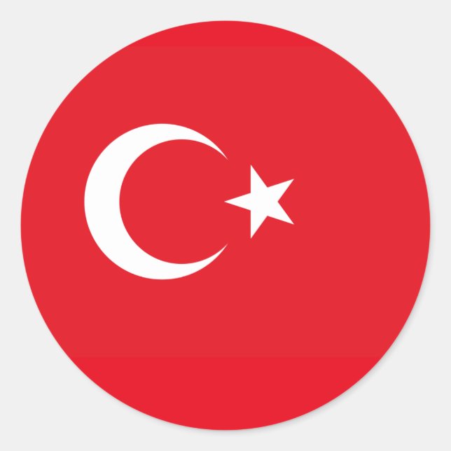 Türkische Flagge, Flagge der Türkei Runder Aufkleber (Vorderseite)