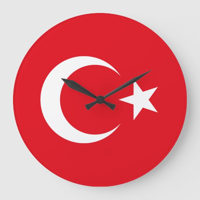 Türkische Flagge Große Wanduhr (Vorderseite)