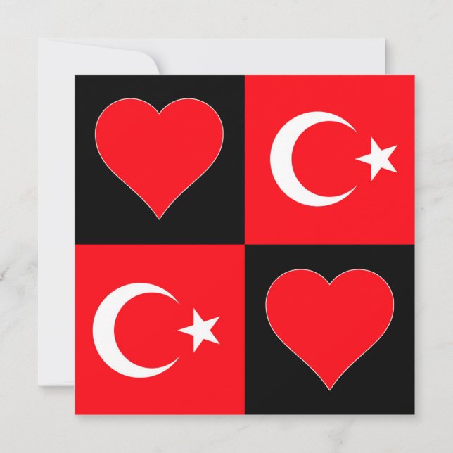 Türkische Flagge Herz Niedliche Patriotische Türki Karte (Vorderseite)