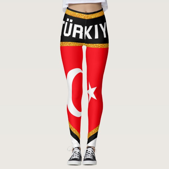 Türkische Flagge Leggings (Vorderseite)