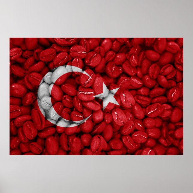 Türkische Flagge mit Kaffee Poster (Vorne)