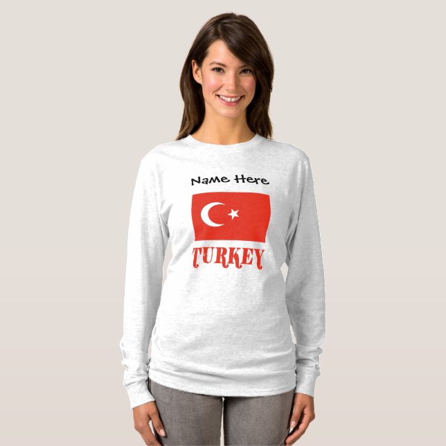 Türkische Flagge Personalisiert T-Shirt (Vorne ganz)