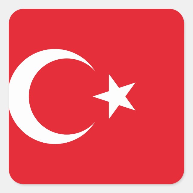 Türkische Flagge Quadratischer Aufkleber (Vorderseite)