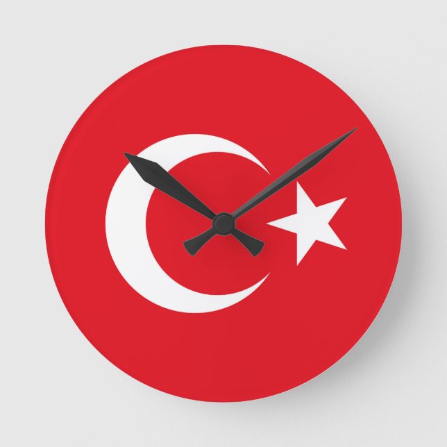 Türkische Flagge Runde Wanduhr (Vorderseite)