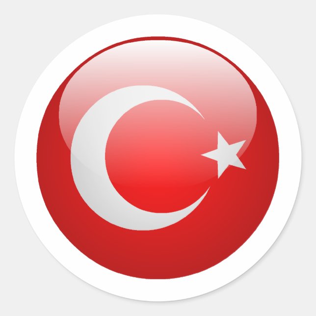 Türkische Flagge Runder Aufkleber (Vorderseite)
