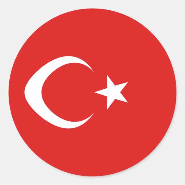 Türkische Flagge Runder Aufkleber (Vorderseite)