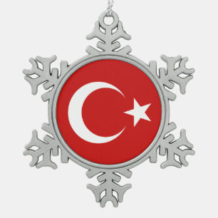 Türkische Flagge Schneeflocken Zinn-Ornament