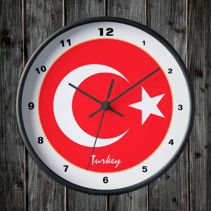 Türkische Flagge, trendige Zuhause /design Uhr