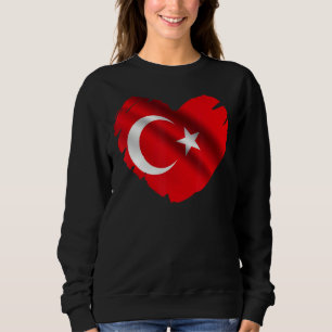 Türkische Flagge über die Form des Herzens Türkei Sweatshirt