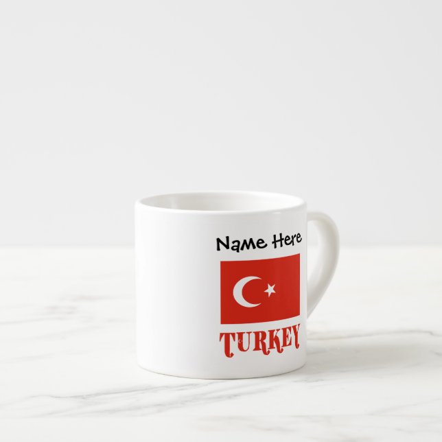 Türkische Flagge und Türkei Personalisiert Espressotasse (Vorderseite Rechts)