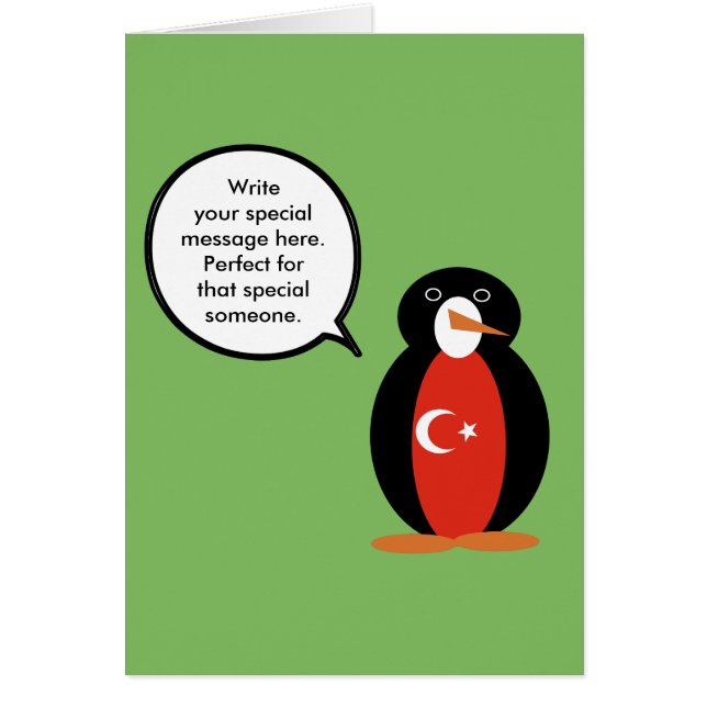 Türkische Flagge Vortrag Frau Talking Pinguin Card (Vorne)