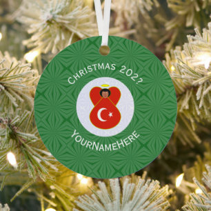 Türkische Flagge Weihnachtsengel Name Jahr Ornament Aus Metall