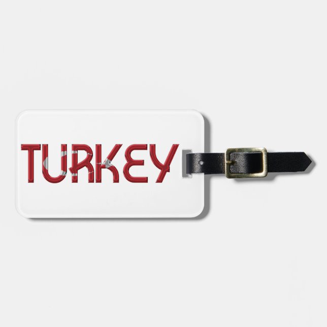 Türkische Flaggenfarben Typografie Gepäckanhänger (Vorderseite horizontal)