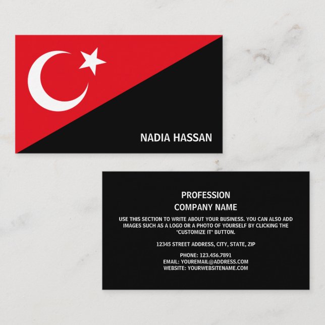Türkische Flaggengestaltung, Flagge der Türkei Visitenkarte (Vorne/Hinten)