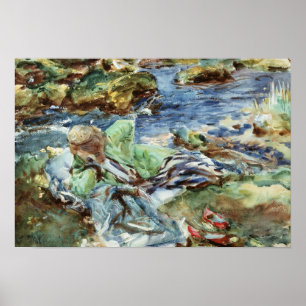 Türkische Frau durch einen Strom Poster