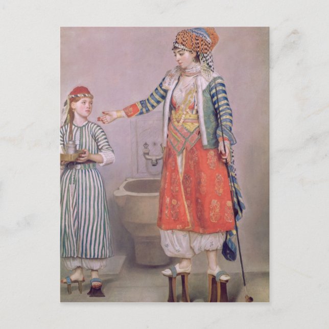 Türkische Frau mit ihrem Diener Postkarte (Vorderseite)