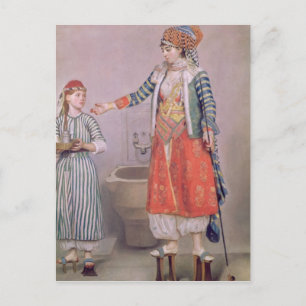 Türkische Frau mit ihrem Diener Postkarte