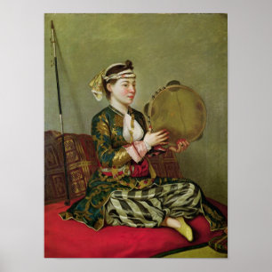 Türkische Frau mit Tambourine Poster