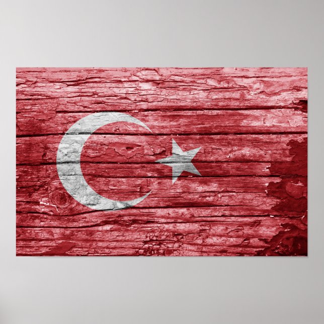 Türkische Holzflagge Poster (Vorne)
