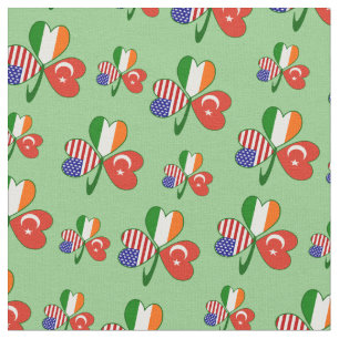 Türkische Irische Amerikanische Flaggen Shamrock P Stoff