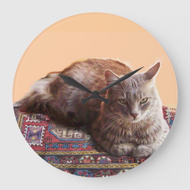 TÜRKISCHE KATZE AUF DEM ALTEN KARPET GROßE WANDUHR (Vorderseite)