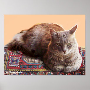 TÜRKISCHE KATZE AUF DEM ALTEN TEPPICH POSTER