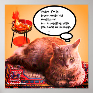 TÜRKISCHE KATZE IN ÜBERSCHREITENDER MEDITUNG POSTER