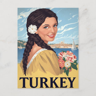 Türkische Küstenfrau Retro Postkarte