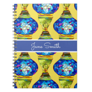 Türkische Lampen blaue Mosaik Aquarellkunst Notizblock