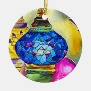Türkische Lampen Mosaik Aquarell feine Kunst Keramik Ornament