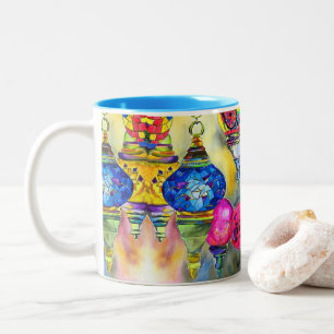 Türkische Lampen Mosaik Aquarell feine Kunst Zweifarbige Tasse