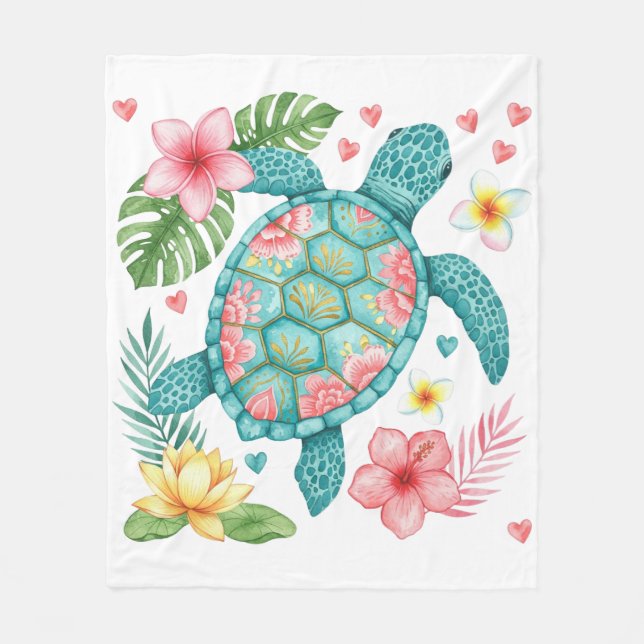 Türkische Meerschildkröte, Peach und Gold Beach Ho Fleecedecke (Vorderseite)