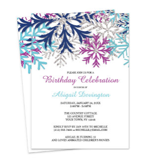 Türkische Navy Orchid Snowflakes Geburtstag Einladung