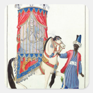 Türkische Prinzessin auf dem Weg zur Moschee Quadratischer Aufkleber