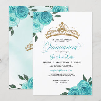 Türkische Rose Golden Tiara Quinceñera Geburtstag Einladung
