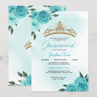 Türkische Rose Golden Tiara Quinceñera Geburtstag Einladung