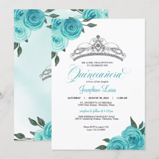 Türkische Rose Silver Tiara Quinceañera Geburtstag Einladung