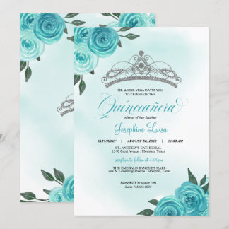 Türkische Rose Silver Tiara Quinceañera Geburtstag Einladung