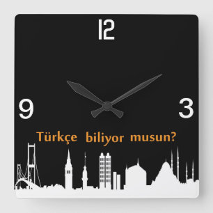 Türkische Skyline-Uhr Quadratische Wanduhr