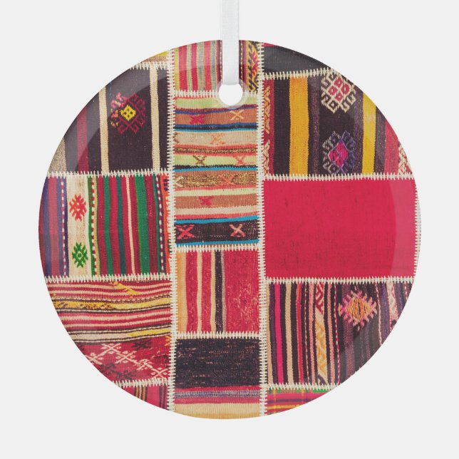 Türkische Teppichdecke Handgefertigte Textur Ornament Aus Glas (Vorderseite)