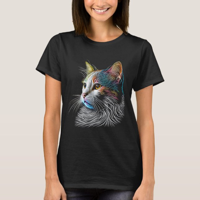 Türkische Van farbenfrohe Grafik Cat Vater Mama Fr T-Shirt (Vorderseite)